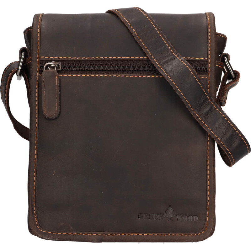 Pánska kožená taška cez rameno Greenwood Felix - tmavo hnedá 67839487