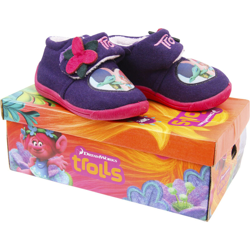 BASIC Trolls dievčenské teplé šľapky na suchý zips 16689710