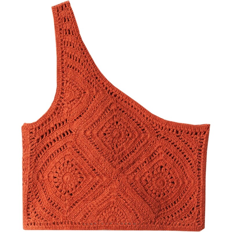 MANGO Vyšívaný top Vendredi hrdzavo červená 41789499