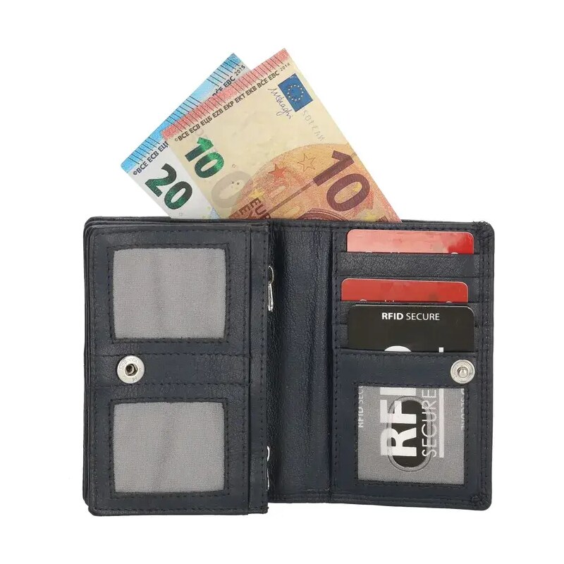 Double-D Modrá praktická kožená peňaženka "Collect"
