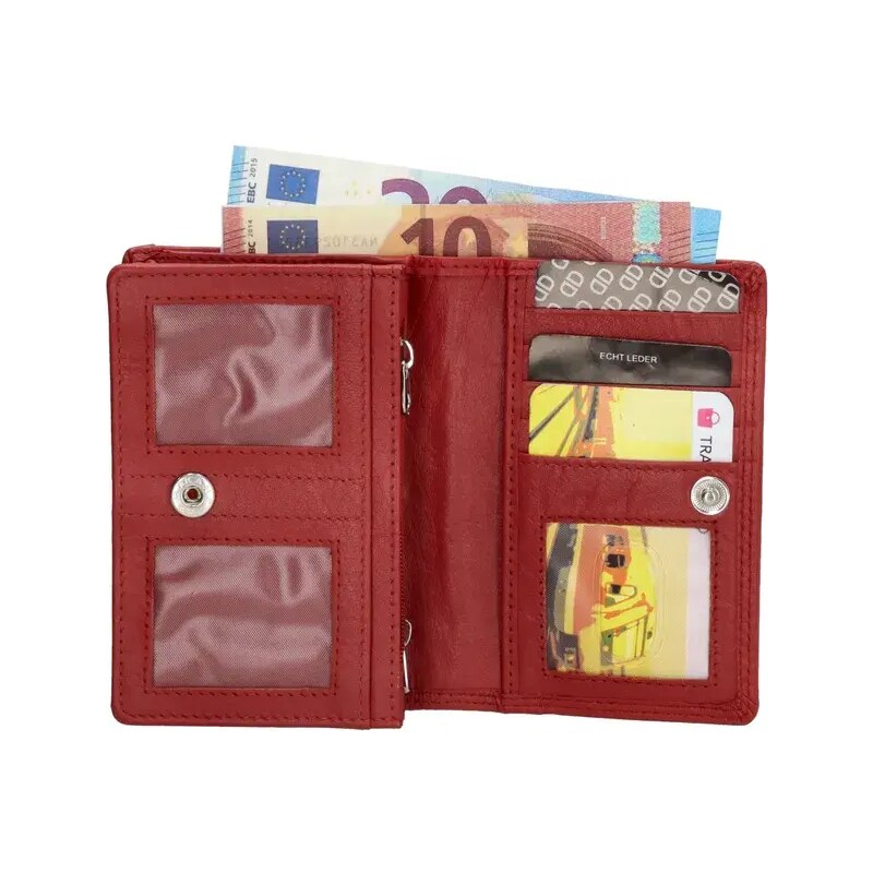 Double-D Červená praktická kožená peňaženka "Collect"