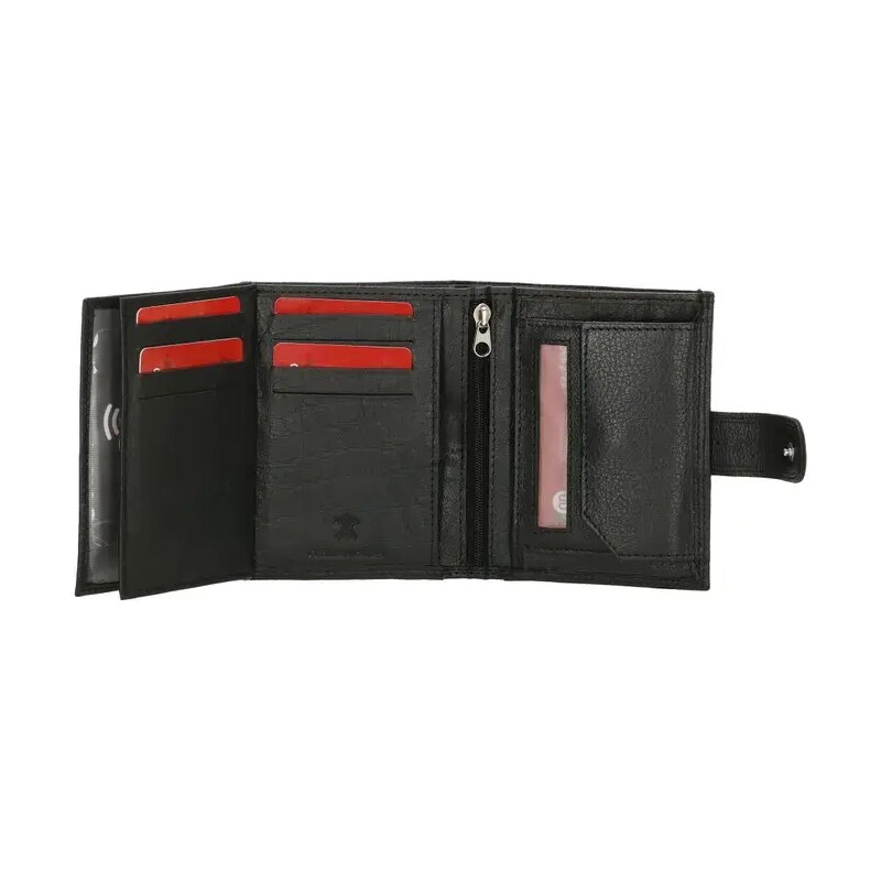 Double-D Čierna praktická kožená peňaženka "Page"
