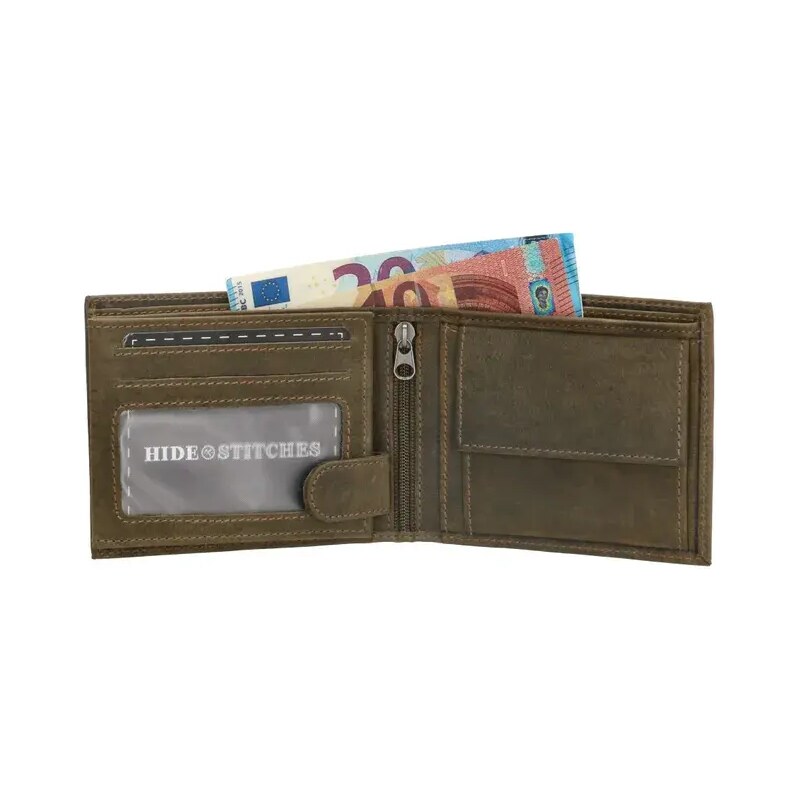 Hide & Stitches Zelená kožená peňaženka pre pánov "Hammer"