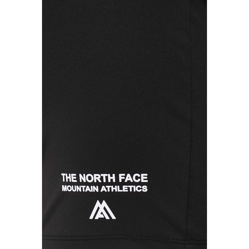 Športové krátke nohavice The North Face Mountain Athletics dámske, čierna farba, s potlačou, vysoký pás