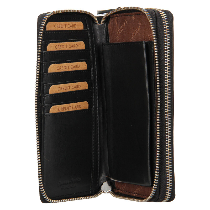 Lagen Dámska kožená peňaženka 250386 čierna 42729544