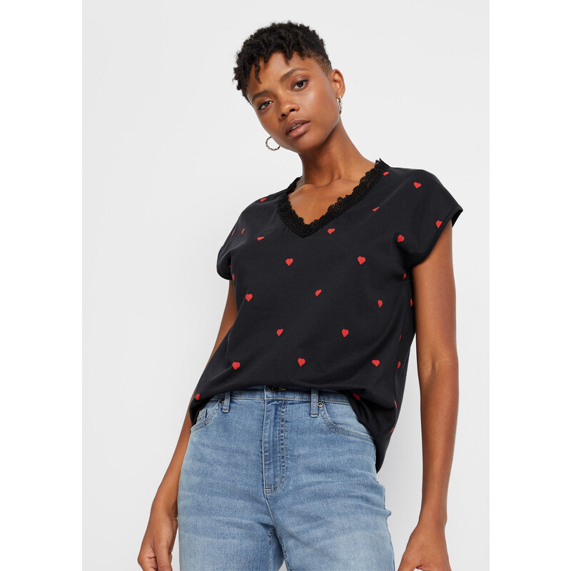 bonprix Tričko z čistej bavlny, farba čierna 44892213