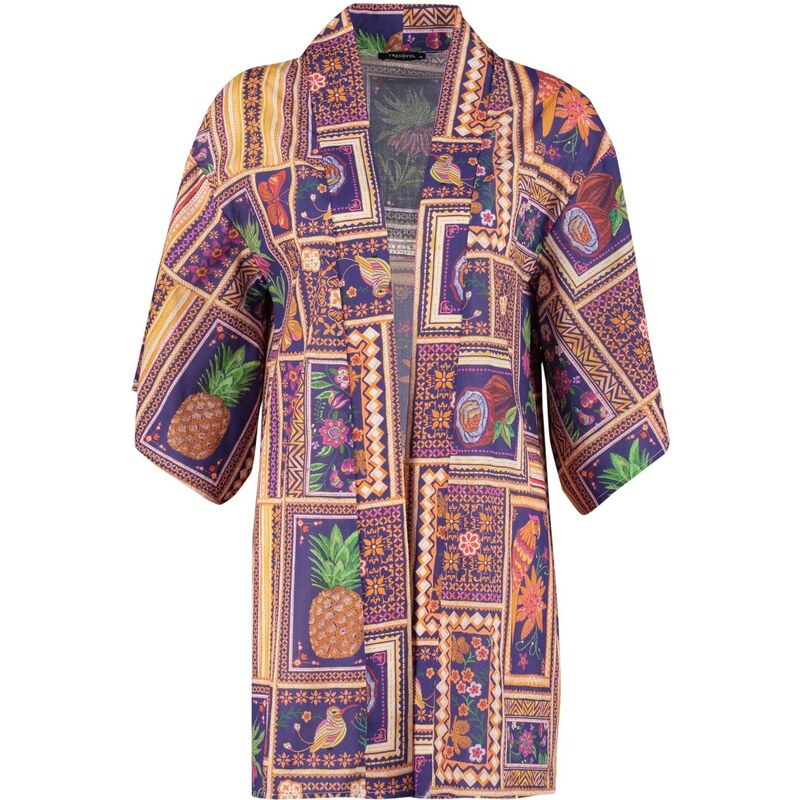 Trendyol Tropical Pattern Mini Woven 100% Cotton Kimono & Kaftan