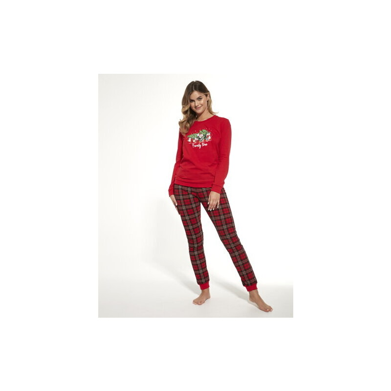 Cornette Dámske vianočné bavlnené pyžamo Family Time 671/306, Farba červená