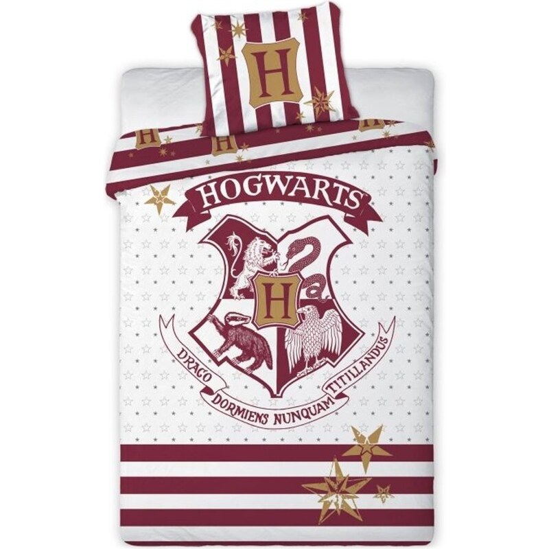 Faro Bavlnené posteľné obliečky Harry Potter - motív erb Hogwarts - 100% bavlna - 70 x 90 cm + 140 x 200 cm