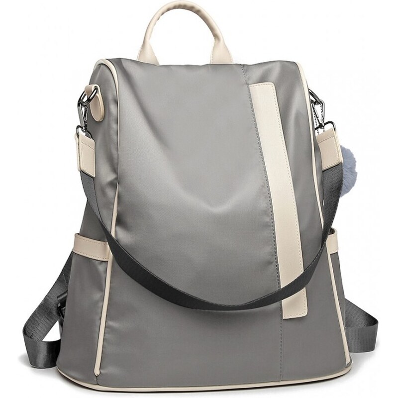 Miss Lulu Batoh - s pom pom priveskom na rameno, svetlošedý 46493681