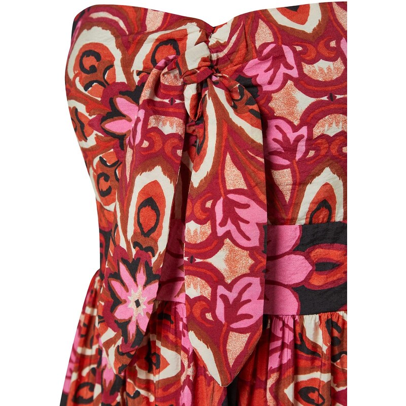 Trendyol Multi Color Midi tkané chrbát Gipe detail tkané šaty