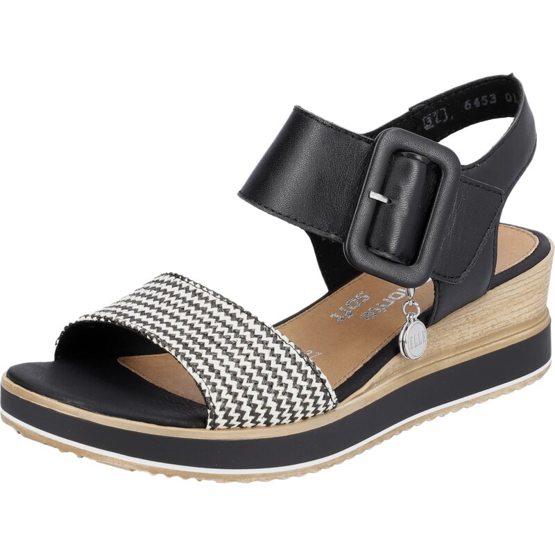 REMONTE Remienkové sandále čierna / biela