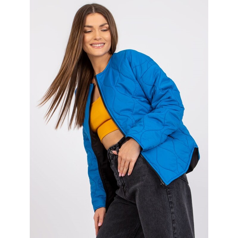 Basic Modrá dámska prechodná bunda s prešívaním