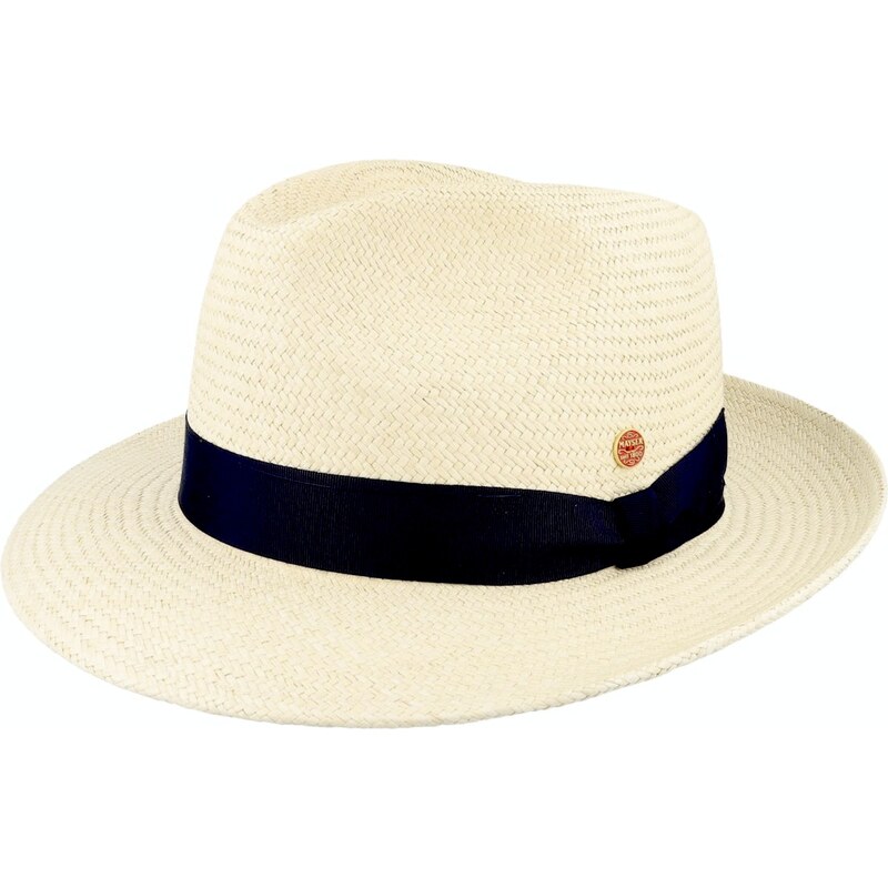Exkluzívny panamský klobúk Fedora Bogart s čiernou stuhou - ručne pletený, UV faktor 80 - Ekvádorská panama - Mayser Torino