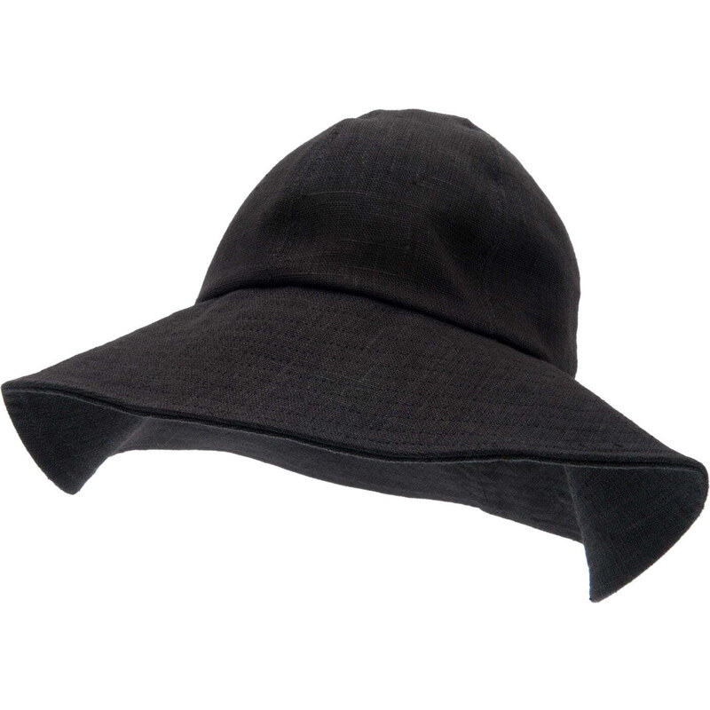 CTH Ericsson of Sweden Letný čierny ľanový klobúk so širšou krempou - Doris Bucket Hat