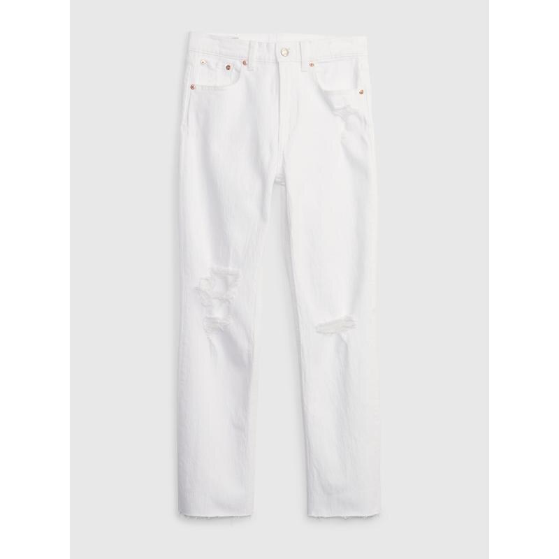 GAP Biele rovné džínsy s vysokým vzrastom