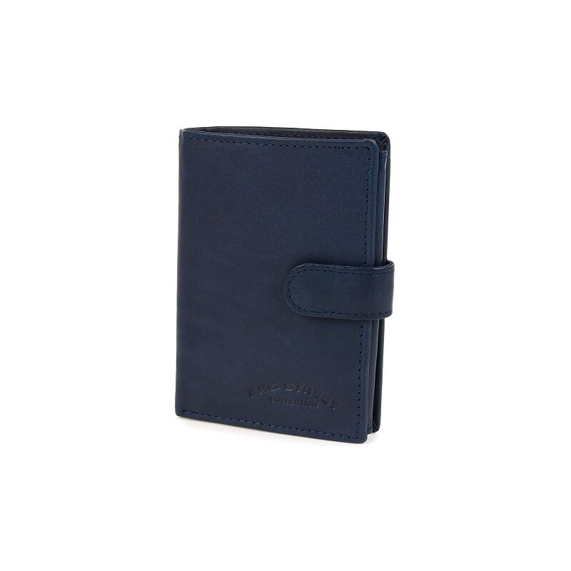 Pánska kožená peňaženka Bag Street tmavo modrá s vonkajším zapínaním