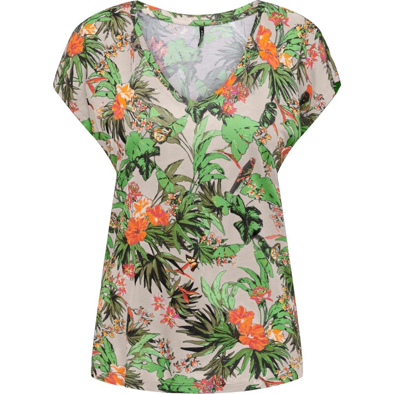 ONLY Tričko FLAWSOME tmavošedá / zelená / oranžová 56794583