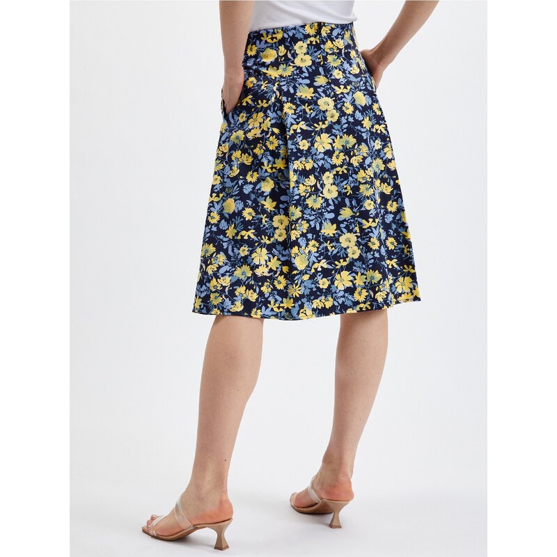 Orsay Yellow-Blue Ladies Pleated Floral Skirt - Women
