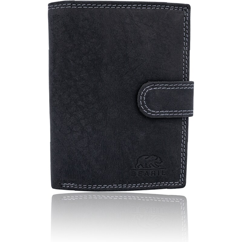 Pánska kožená peňaženka so zapínaním v čiernej farbe - C