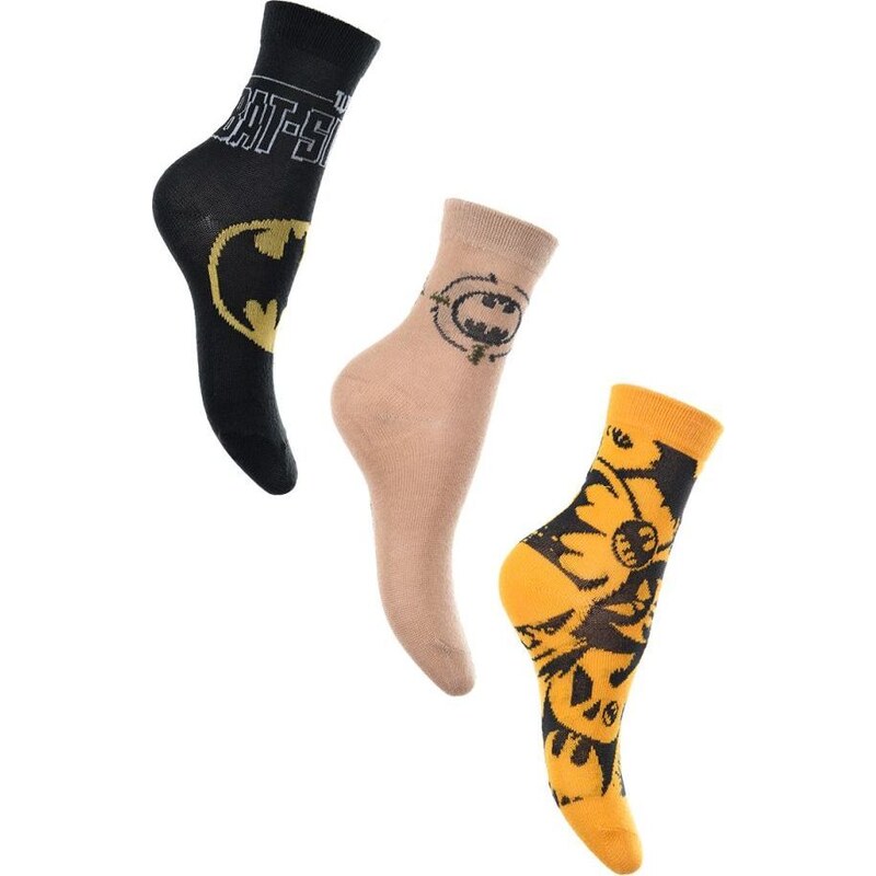 Čierno-béžovo-žlté trojbalenie chlapčenských ponožiek Marvel Batman 41676462