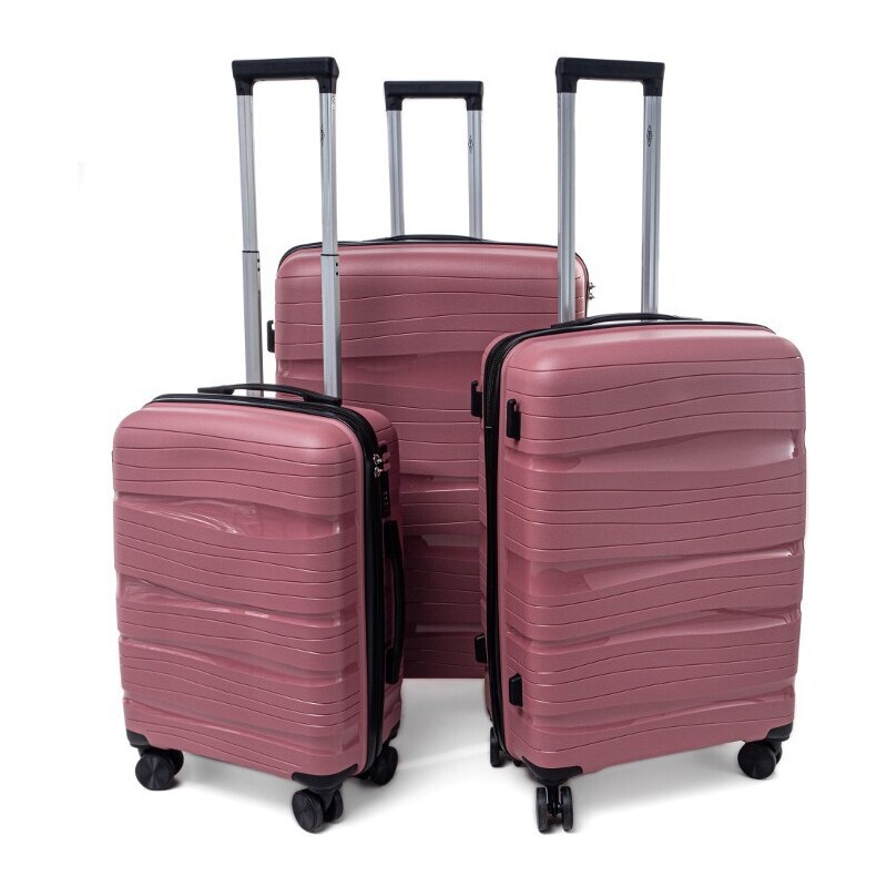 Rogal Ružový prémiový plastový kufor "Royal" s TSA zámkom - veľ. M, L, XL