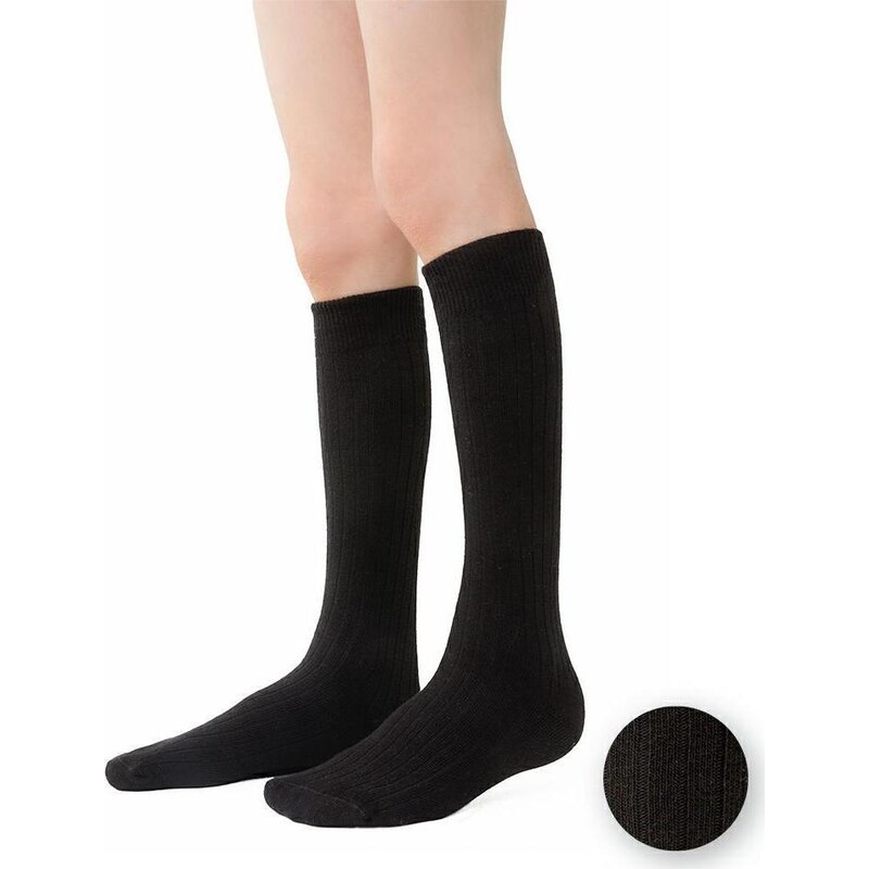 STEVEN Čierne bavlnené podkolienky pre dievčatá Art. 072 YJ007, BLACK 41702825