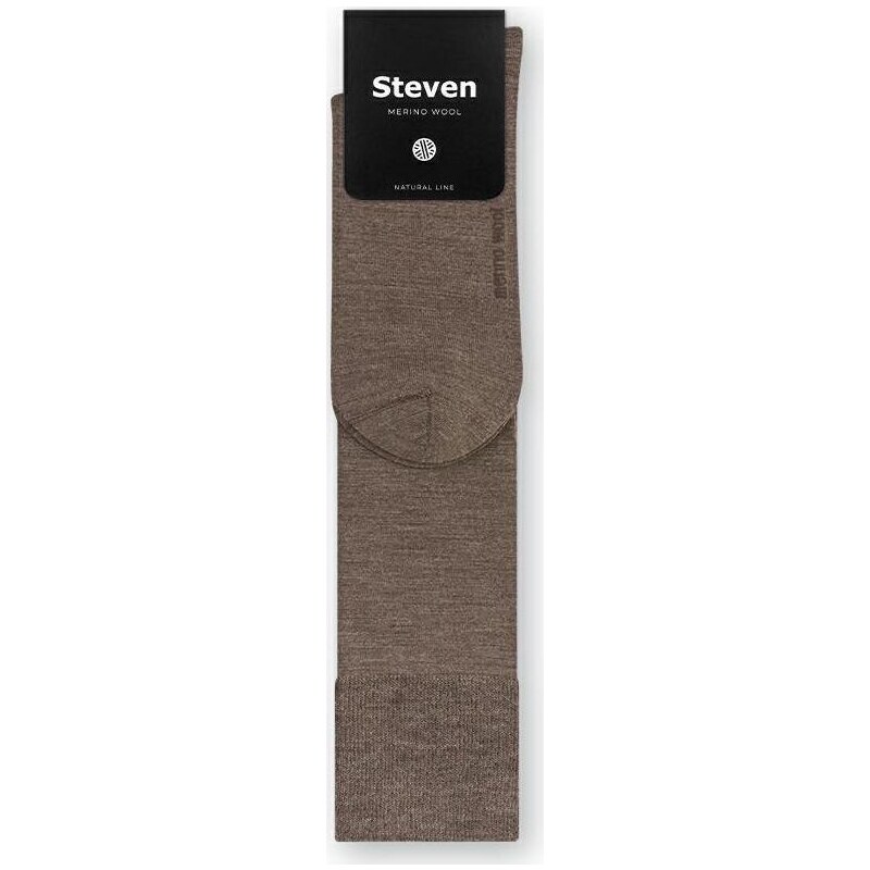 STEVEN Hnedé pánske podkolienky z merino vlny Art.008 KC008, BROWN 41702858