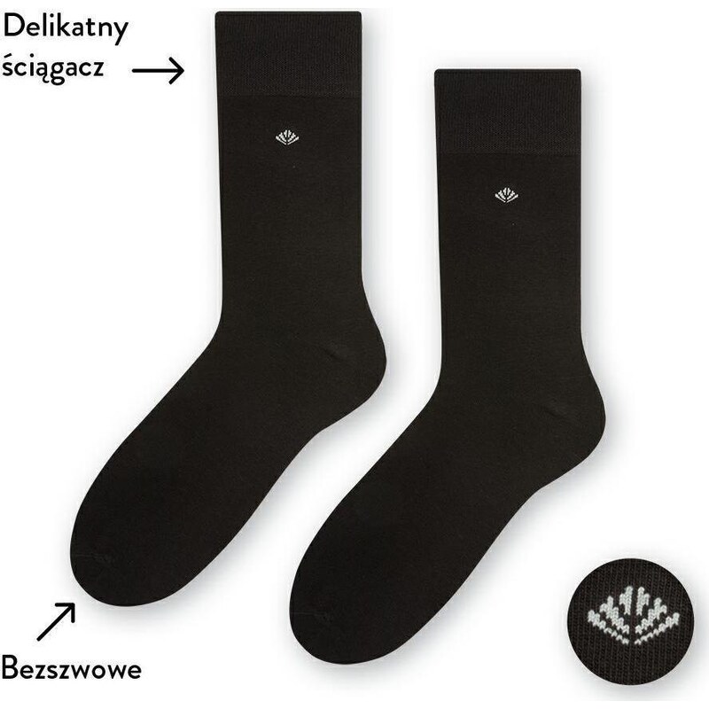 STEVEN Čierne pánske bavlnené hladké ponožky Art. 056 H099, BLACK - 41702859