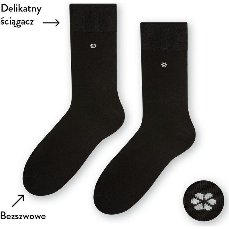 STEVEN Čierne pánske ponožky Art. 056 H096, BLACK - PRESSURE FREE 41702860