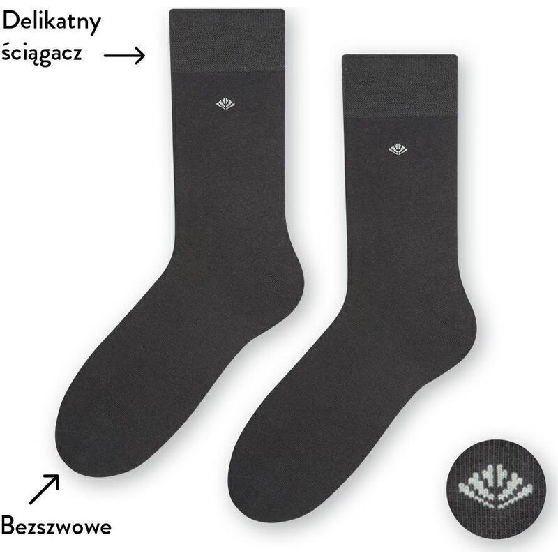 STEVEN Čierne pánske hladké bavlnené ponožky Art. 056 I097, GRAPHITE - 41702861