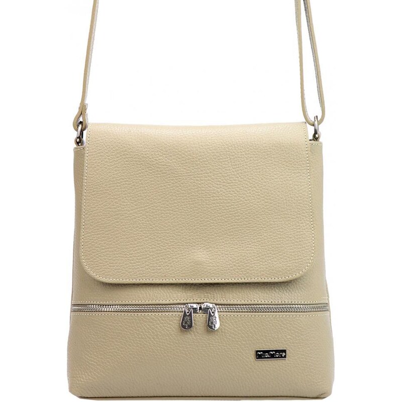 MiaMore Kožená dámska crossbody kabelka tmavo béžová 43587595