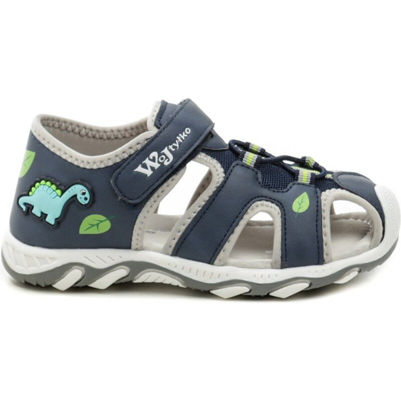 Wojtylko 1S23725R modré detské sandále s dinosaurom