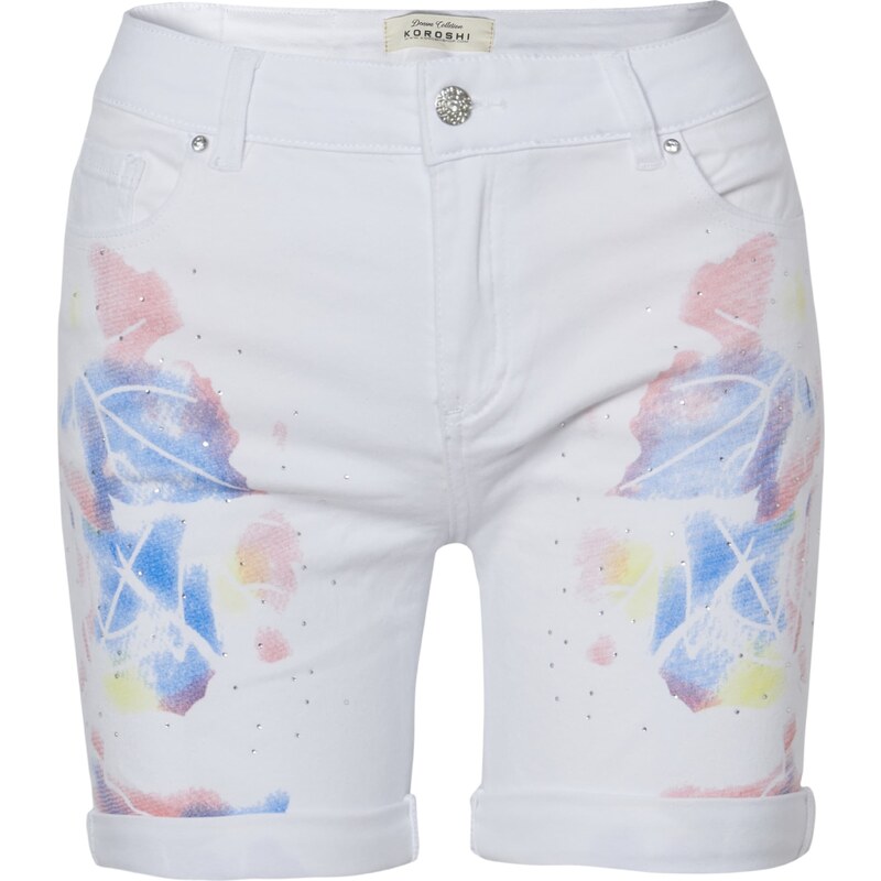 KOROSHI Džínsy nebesky modrá / limetková / staroružová / biely denim 54246912