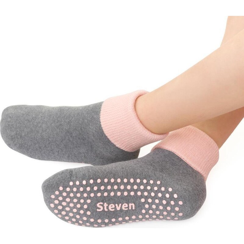 STEVEN Sivo-ružové protišmykové ponožky pre dievčatá ART.038 TS018, 42066595