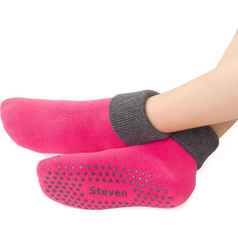 STEVEN Tmavoružové protišmykové ponožky pre dievčatá Art.038 TS021, 42066596