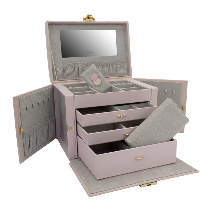 Friedrich Lederwaren Moderná staroružová šperkovnica s krokodílím 66582076