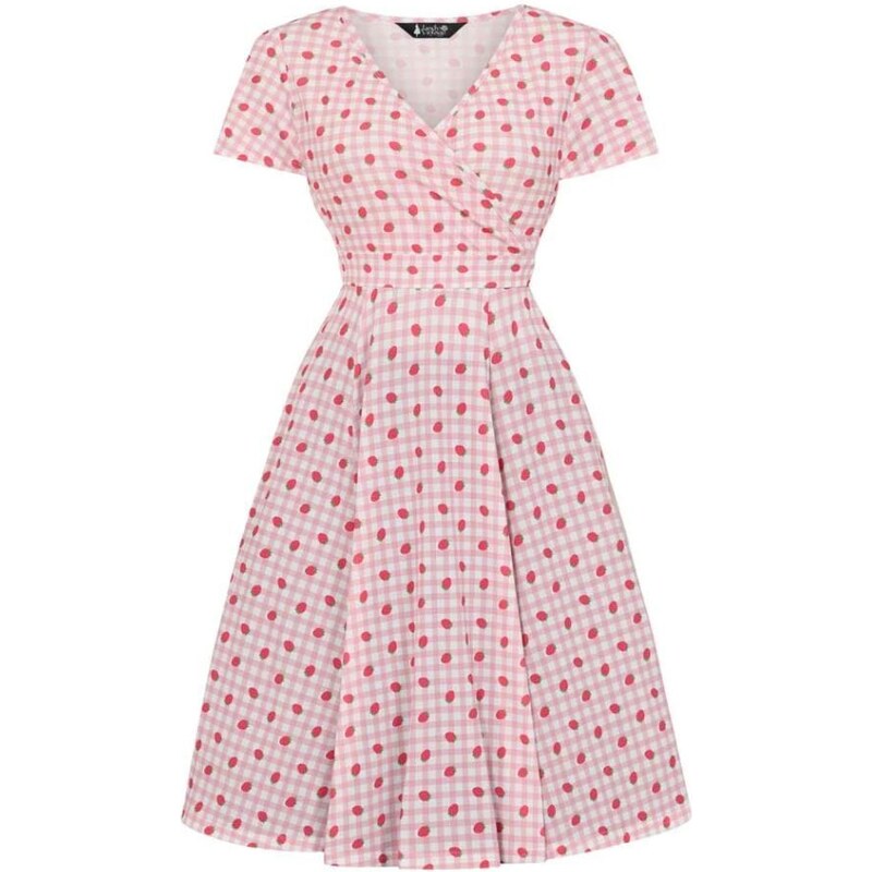 Lady Vintage Lady V Lyra ružové mini šaty s potlačou jahôd 42104830
