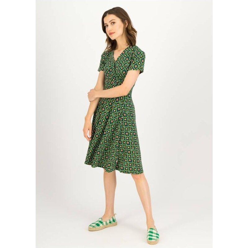 BLUTSGESCHWISTER SHALALA TRALALA zelené vzorované ŠATY 42105061