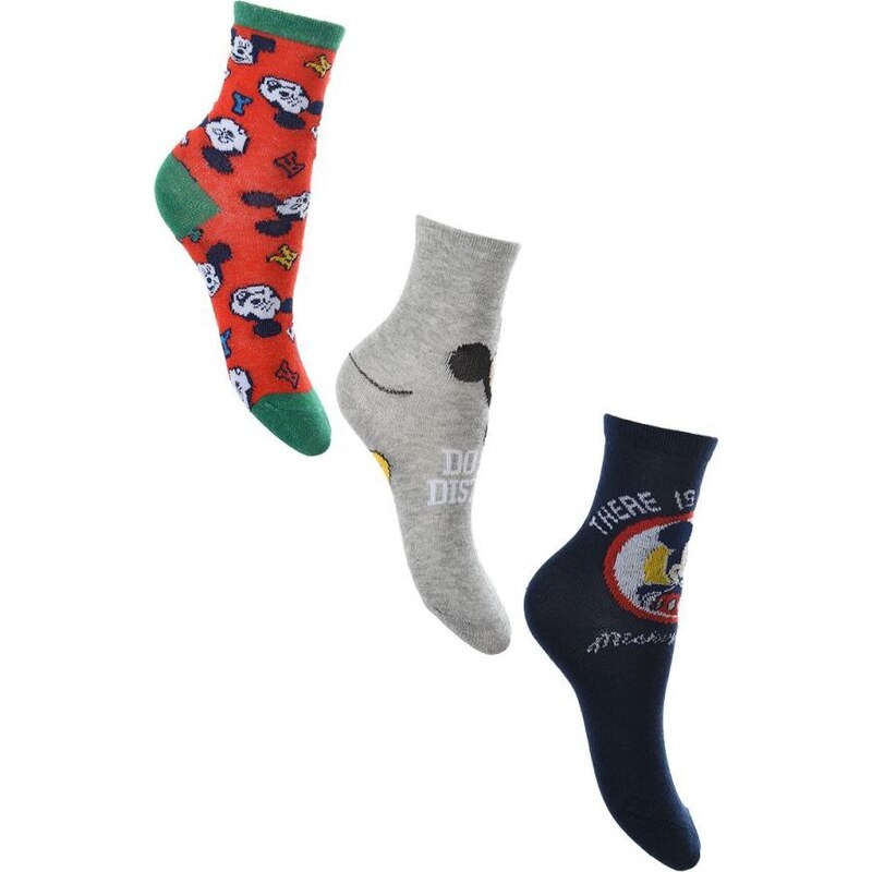 MICKEY MOUSE Set chlapčenských ponožiek Mickey - červená, sivá, modrá 42113938
