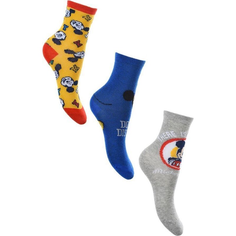 Trojbalenie ponožiek Mickey Mouse - žltá, modrá, sivá 42113939