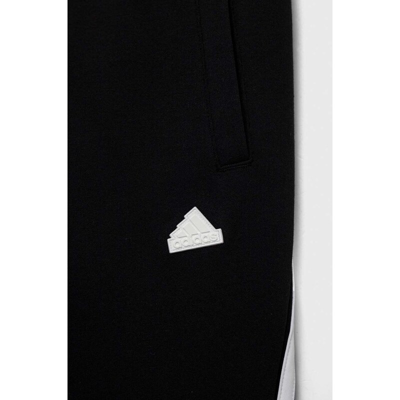 Detské tepláky adidas U FI 3S čierna farba, s nášivkou