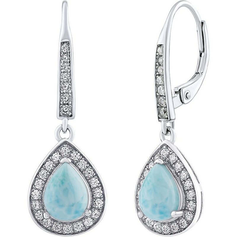 Silvego Strieborné náušnice BRISA s pravým Larimarom a Brilliance 66588618