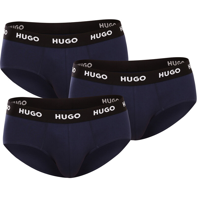 3PACK pánske slipy HUGO tmavomodré (50469763 410) 41366763