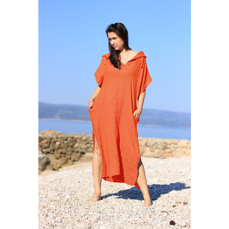 Glara Dámske dlhé oversized lanové šaty 42158847