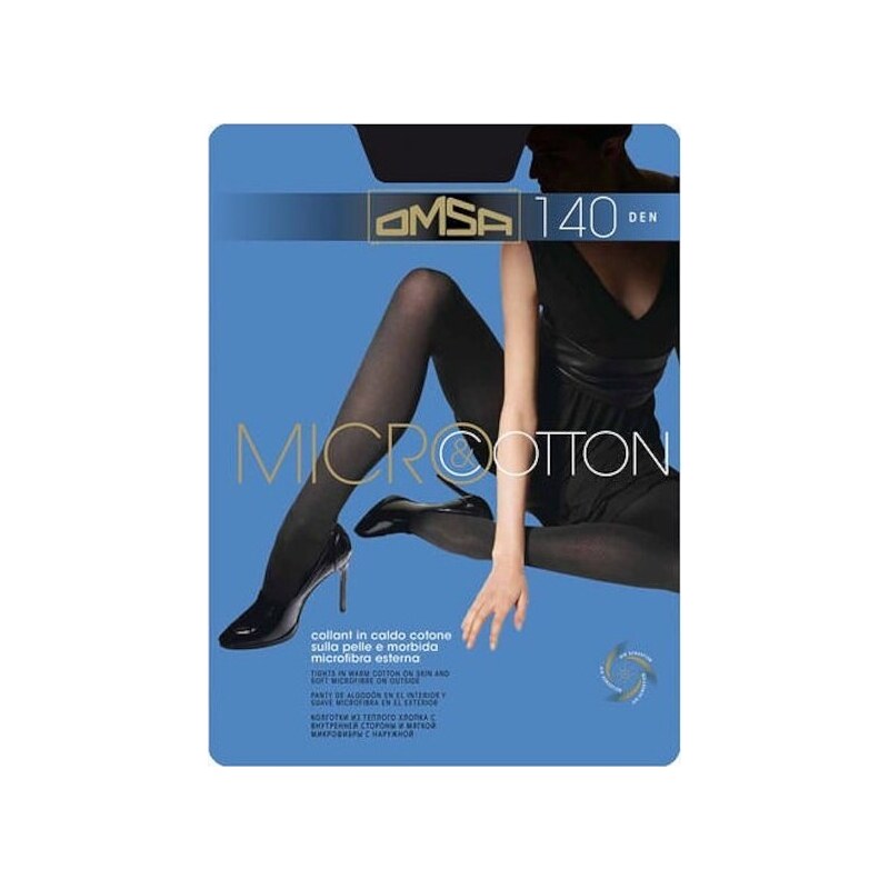 Zateplené čierne silonky Omsa Micro&Cotton 140 den 42165812