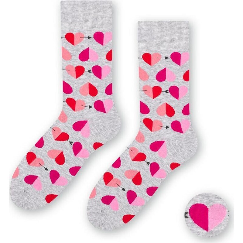 STEVEN Svetlosivé pánske ponožky s potlačou srdiečok Art.136 KL112, 42165791