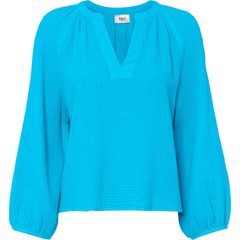 bonprix Blúzka, oversize z mušelínu, farba modrá 44982132