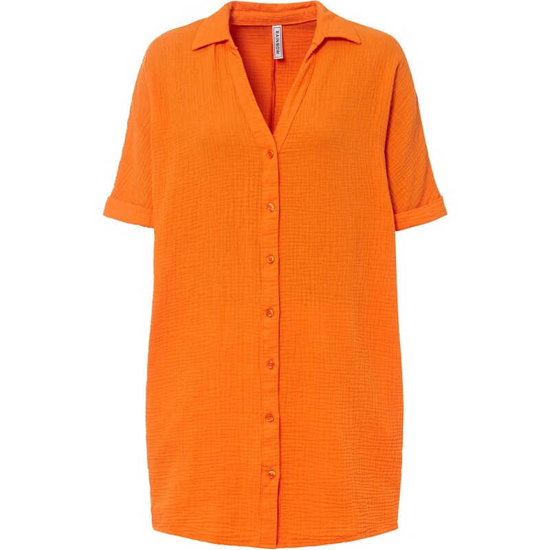 bonprix Blúzka, dlhá, oversize, bavlnený mušelín, farba oranžová 44796269