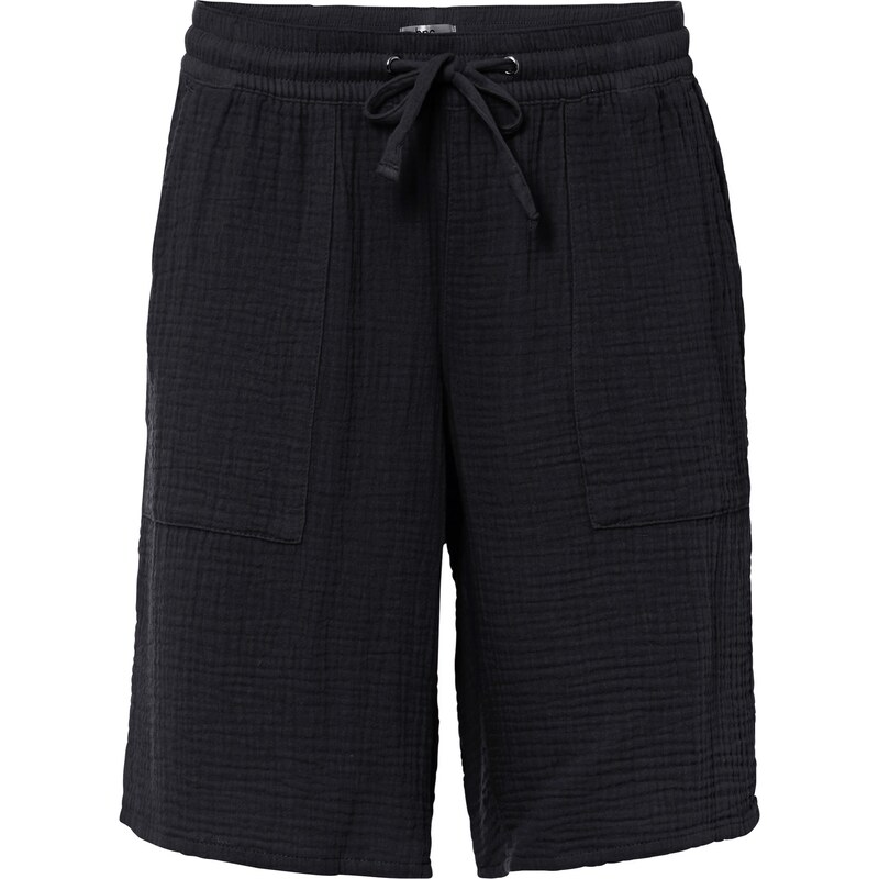 bonprix Mušelínové bermudy s vysokým pohodlným pásom, farba čierna 44847313